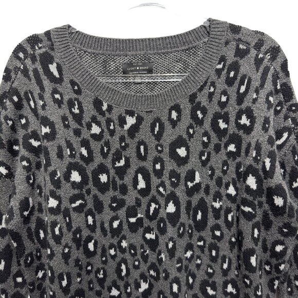 Lucky Brand Thick Knit Leopard Sweater Pullover - Picture 3 of 8